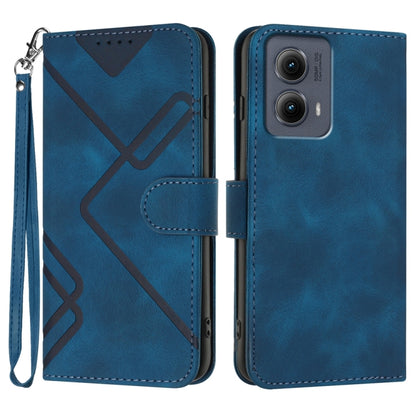 For Motorola Edge 5G 2024 Line Pattern Skin Feel Leather Phone Case(Royal Blue) by buy2fix