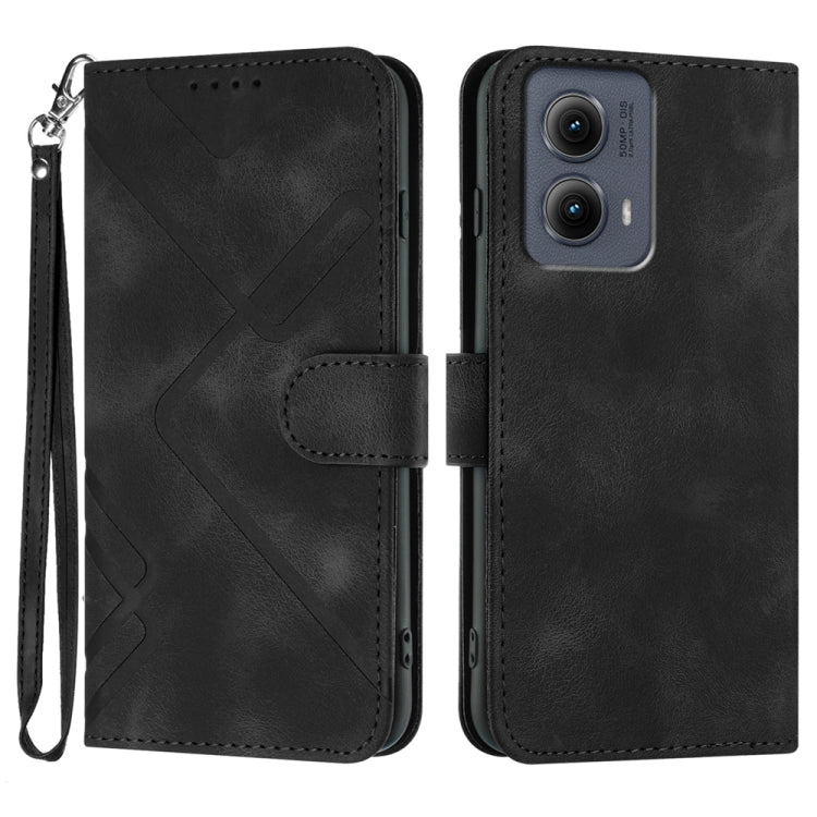 For Motorola Edge 5G 2024 Line Pattern Skin Feel Leather Phone Case(Black) by buy2fix