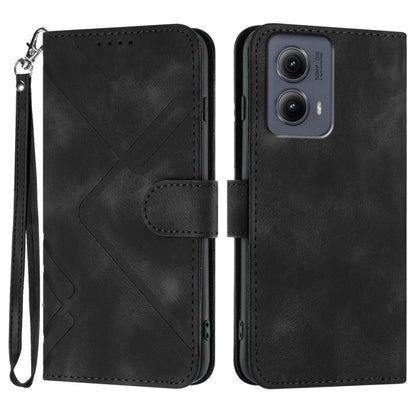 For Motorola Edge 5G 2024 Line Pattern Skin Feel Leather Phone Case(Black) by buy2fix