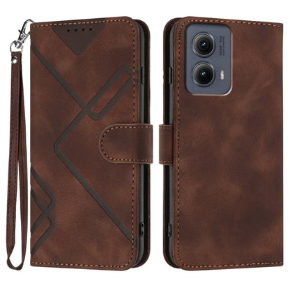 For Motorola Edge 5G 2024 Line Pattern Skin Feel Leather Phone Case(Coffee) by buy2fix