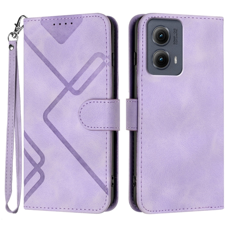 For Motorola Edge 5G 2024 Line Pattern Skin Feel Leather Phone Case(Light Purple) by buy2fix