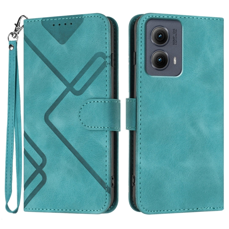For Motorola Edge 5G 2024 Line Pattern Skin Feel Leather Phone Case(Light Blue) by buy2fix