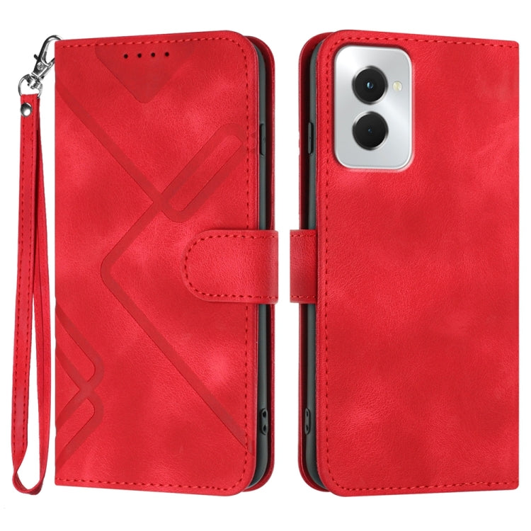For Motorola Moto G Power 5G 2024 Line Pattern Skin Feel Leather Phone Case(Red) by buy2fix
