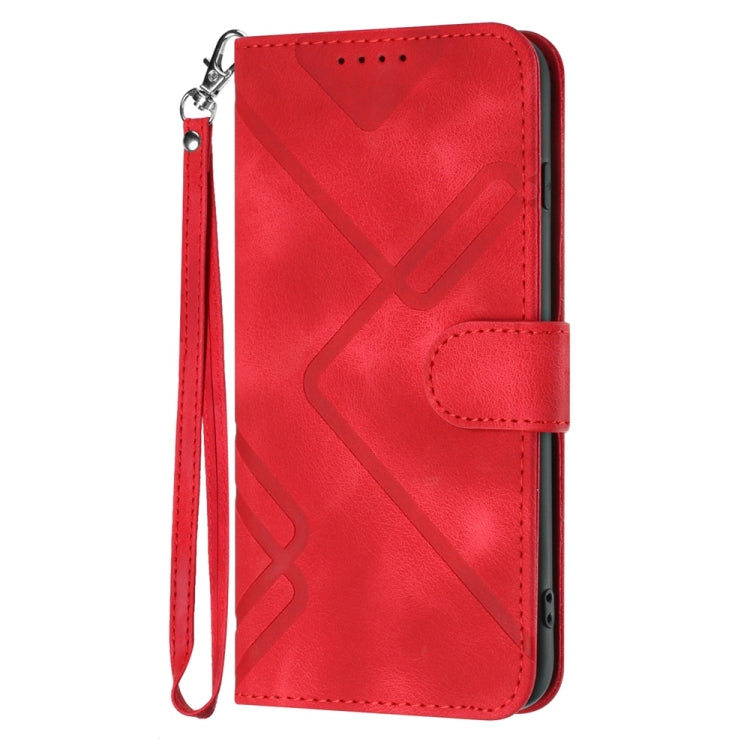 For Motorola Moto G Power 5G 2024 Line Pattern Skin Feel Leather Phone Case(Red) by buy2fix