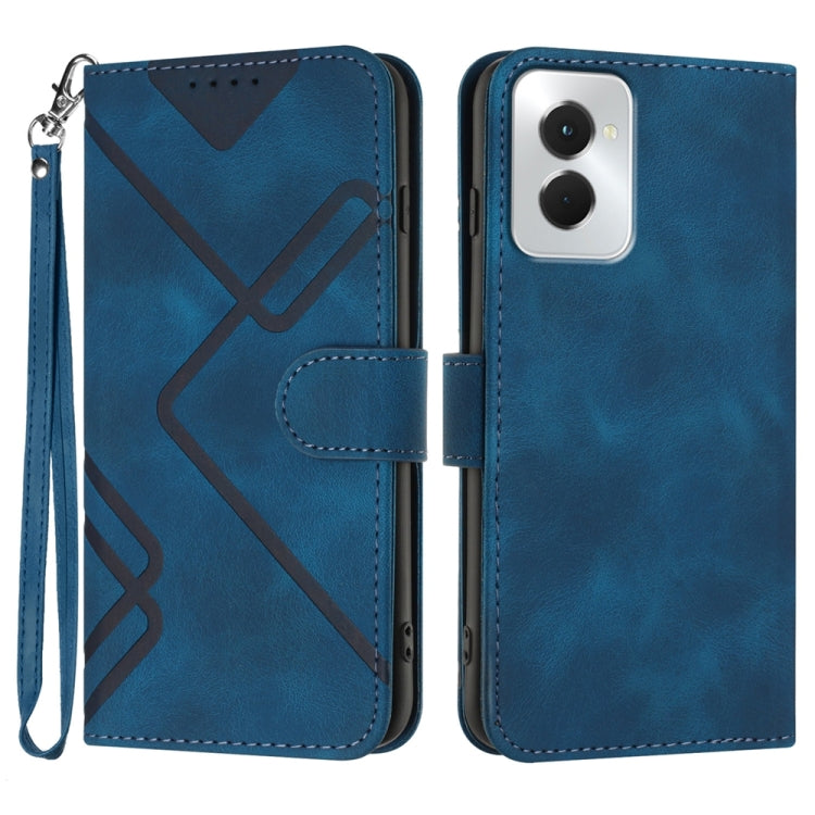 For Motorola Moto G Power 5G 2024 Line Pattern Skin Feel Leather Phone Case(Royal Blue) by buy2fix