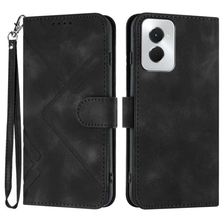 For Motorola Moto G Power 5G 2024 Line Pattern Skin Feel Leather Phone Case(Black) by buy2fix