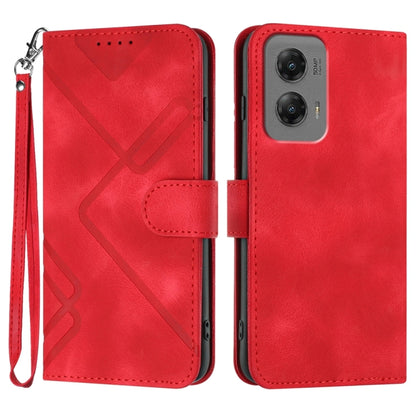 For Motorola Moto G Stylus 5G 2024 Line Pattern Skin Feel Leather Phone Case(Red) by buy2fix