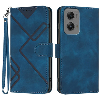 For Motorola Moto G Stylus 5G 2024 Line Pattern Skin Feel Leather Phone Case(Royal Blue) by buy2fix