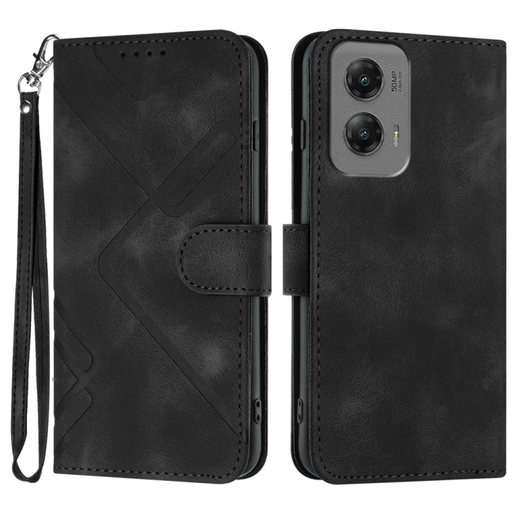 For Motorola Moto G Stylus 5G 2024 Line Pattern Skin Feel Leather Phone Case(Black) by buy2fix