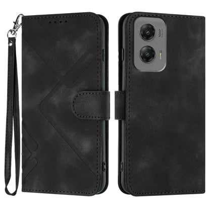 For Motorola Moto G Stylus 5G 2024 Line Pattern Skin Feel Leather Phone Case(Black) by buy2fix