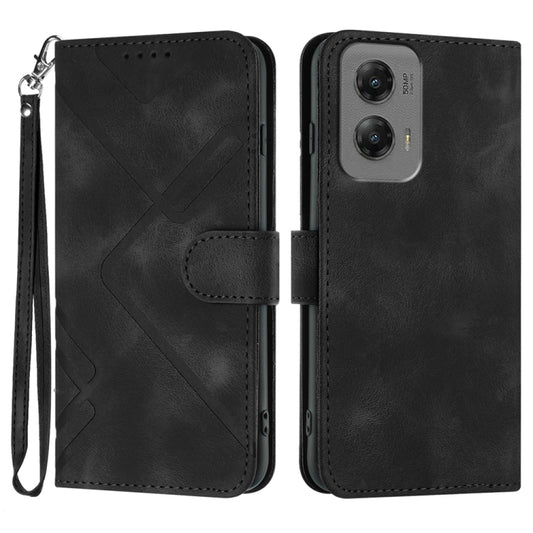For Motorola Moto G Stylus 5G 2024 Line Pattern Skin Feel Leather Phone Case(Black) by buy2fix