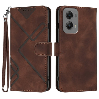 For Motorola Moto G Stylus 5G 2024 Line Pattern Skin Feel Leather Phone Case(Coffee) by buy2fix