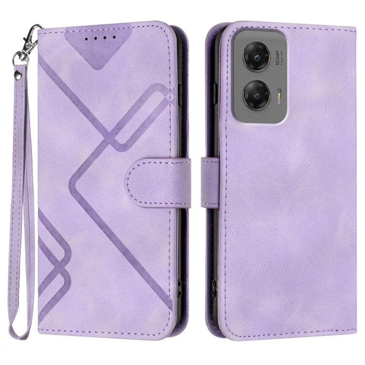 For Motorola Moto G Stylus 5G 2024 Line Pattern Skin Feel Leather Phone Case(Light Purple) by buy2fix