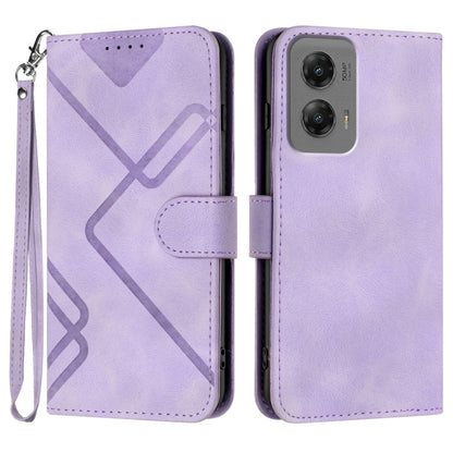 For Motorola Moto G Stylus 5G 2024 Line Pattern Skin Feel Leather Phone Case(Light Purple) by buy2fix