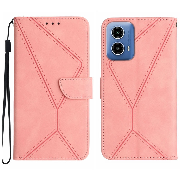 For Motorola Moto G34 5G Stitching Embossed Leather Phone Case(Pink) by buy2fix