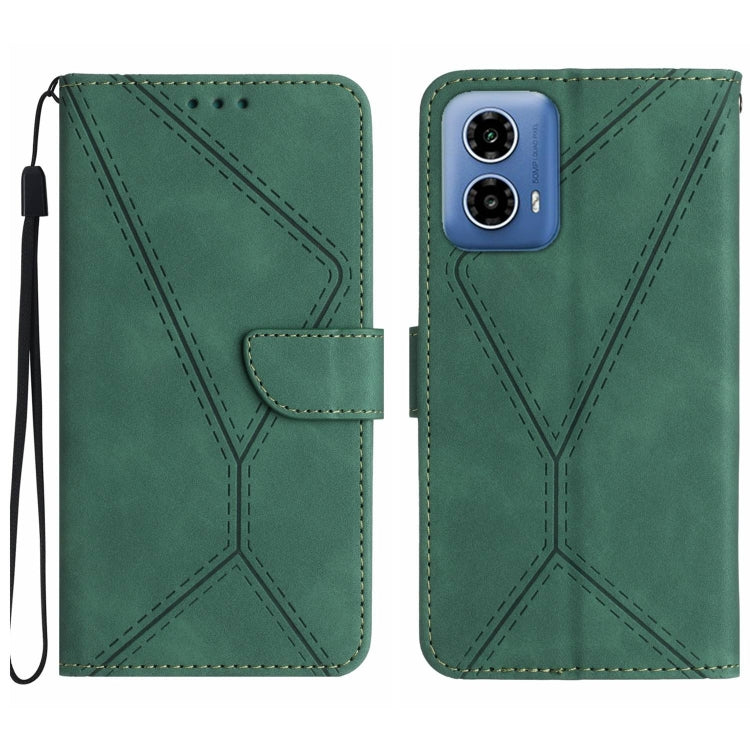 For Motorola Moto G34 5G Stitching Embossed Leather Phone Case(Green) by buy2fix