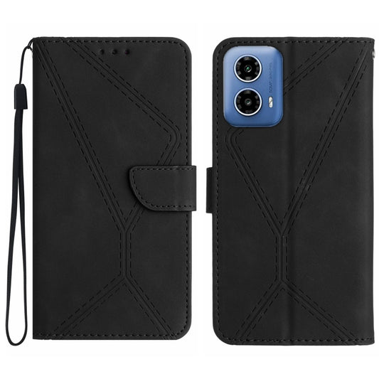 For Motorola Moto G34 5G Stitching Embossed Leather Phone Case(Black) by buy2fix