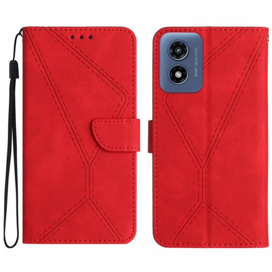 For Motorola Moto G Play 4G 2024 Stitching Embossed Leather Phone Case(Red) by buy2fix
