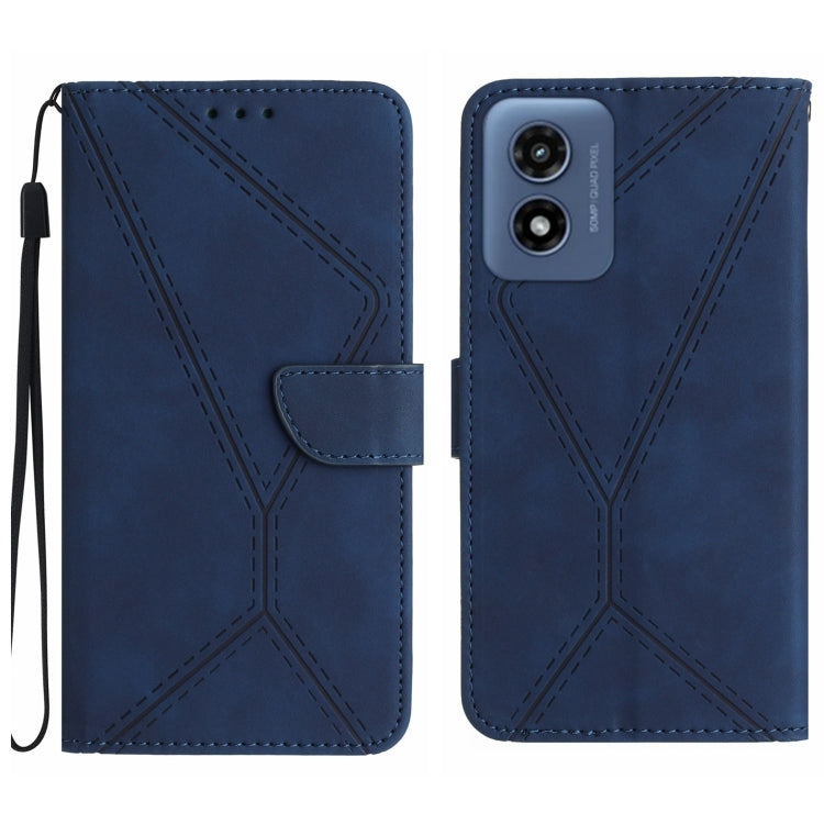 For Motorola Moto G Play 4G 2024 Stitching Embossed Leather Phone Case(Blue) by buy2fix