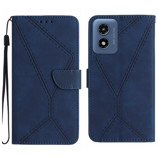 For Motorola Moto G Play 4G 2024 Stitching Embossed Leather Phone Case(Blue) by buy2fix