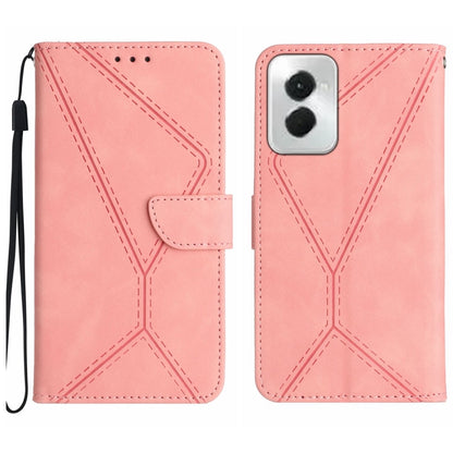 For Motorola Moto G Power 5G 2024 Stitching Embossed Leather Phone Case(Pink) by buy2fix