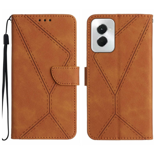 For Motorola Moto G Power 5G 2024 Stitching Embossed Leather Phone Case(Brown) by buy2fix