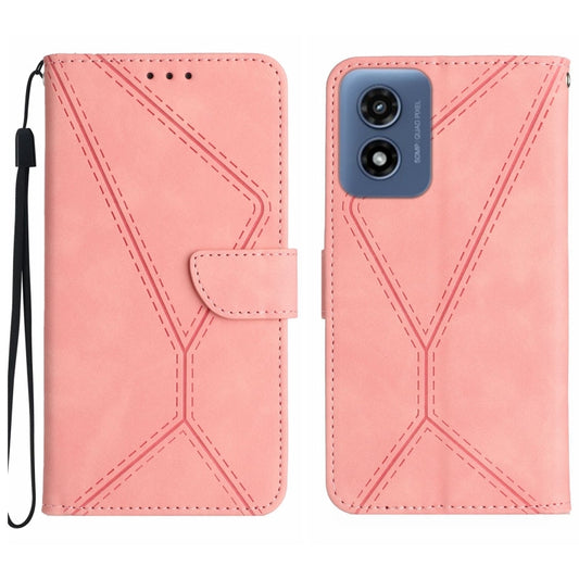 For Motorola Moto G Play 5G 2024 Stitching Embossed Leather Phone Case(Pink) by buy2fix