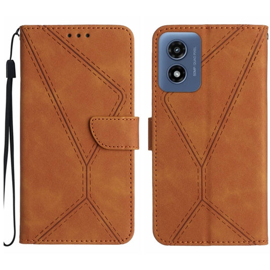 For Motorola Moto G Play 5G 2024 Stitching Embossed Leather Phone Case(Brown) by buy2fix