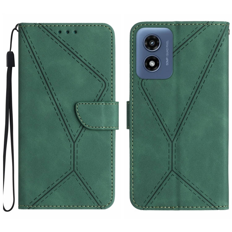 For Motorola Moto G Play 5G 2024 Stitching Embossed Leather Phone Case(Green) by buy2fix
