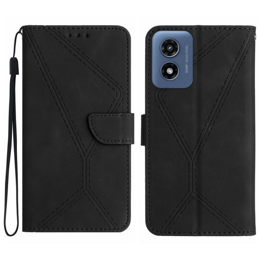 For Motorola Moto G Play 5G 2024 Stitching Embossed Leather Phone Case(Black) by buy2fix