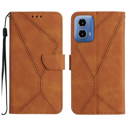 For Motorola Moto G Stylus 5G 2024 Stitching Embossed Leather Phone Case(Brown) by buy2fix