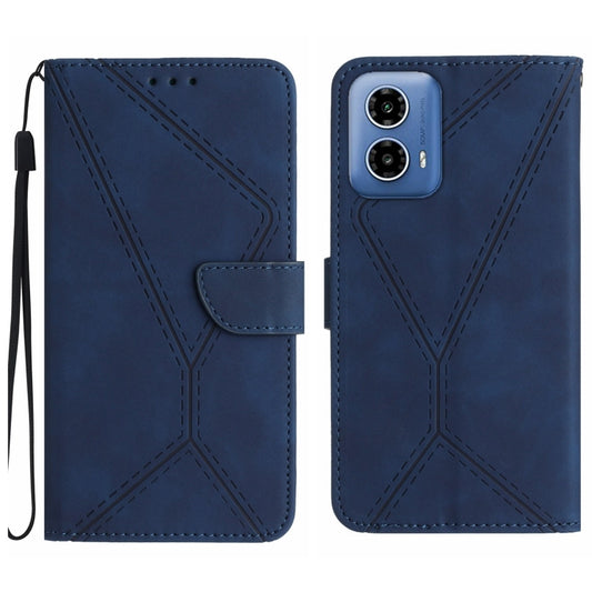 For Motorola Moto G Stylus 5G 2024 Stitching Embossed Leather Phone Case(Blue) by buy2fix