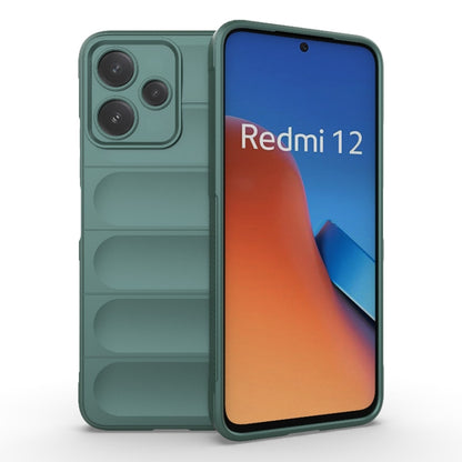 For Xiaomi Redmi 12 5G Magic Shield TPU + Flannel Phone Case(Dark Green) - Xiaomi Cases by buy2fix | Online Shopping UK | buy2fix