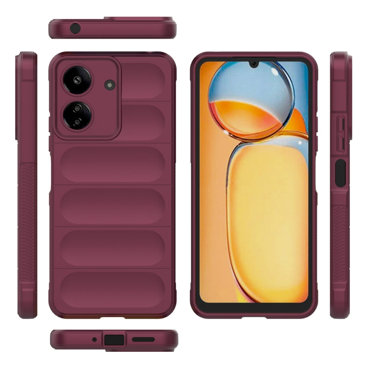 For Xiaomi Redmi 13C 4G Global Magic Shield TPU + Flannel Phone Case(Wine Red) by buy2fix
