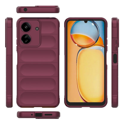 For Xiaomi Redmi 13C 4G Global Magic Shield TPU + Flannel Phone Case(Wine Red) by buy2fix