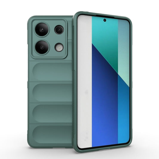 For Xiaomi Redmi Note 13 4G Global Magic Shield TPU + Flannel Phone Case(Dark Green) - Xiaomi Cases by buy2fix | Online Shopping UK | buy2fix