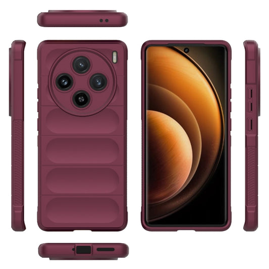 For vivo X100 5G Magic Shield TPU + Flannel Phone Case(Wine Red) by buy2fix