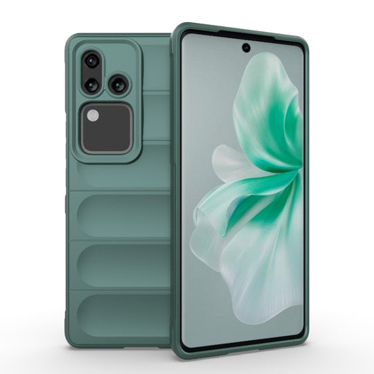 For vivo S18 5G Magic Shield TPU + Flannel Phone Case(Dark Green)