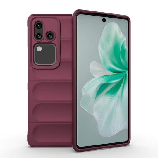 For vivo S18 5G Magic Shield TPU + Flannel Phone Case(Wine Red)