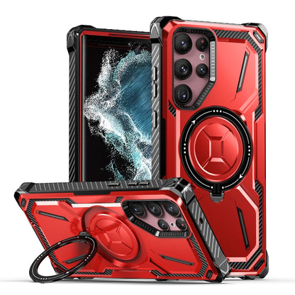 For Samsung Galaxy S22 Ultra 5G Armor Series Holder Phone Case(Red) by buy2fix