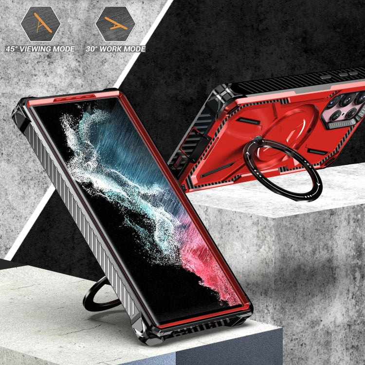 For Samsung Galaxy S22 Ultra 5G Armor Series Holder Phone Case(Red) by buy2fix