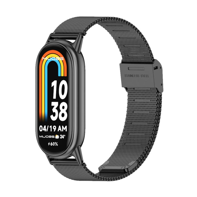 For Xiaomi Smart Band 10 / 9 / 8 Mijobs Milan Buckle Metal Stainless Steel Watch Band(Black) - Watch Bands by MIJOBS | Online Shopping UK | buy2fix
