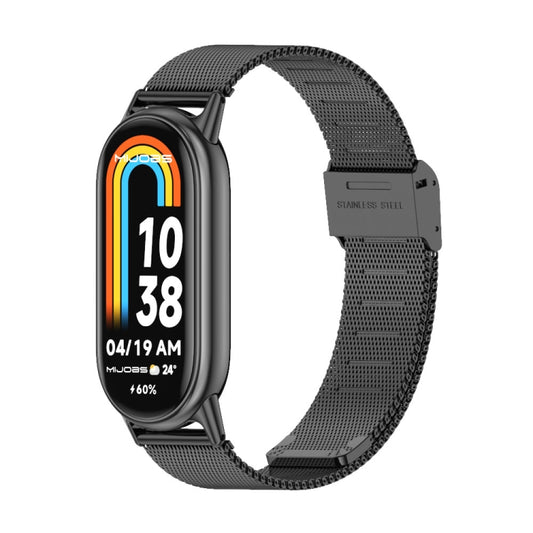 For Xiaomi Smart Band 10 / 9 / 8 Mijobs Milan Buckle Metal Stainless Steel Watch Band(Black) - Watch Bands by MIJOBS | Online Shopping UK | buy2fix