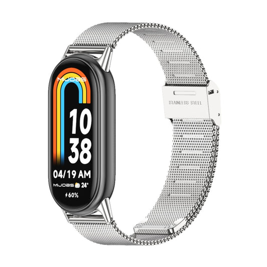 For Xiaomi Smart Band 10 / 9 / 8 Mijobs Milan Buckle Metal Stainless Steel Watch Band(Silver) - Watch Bands by MIJOBS | Online Shopping UK | buy2fix
