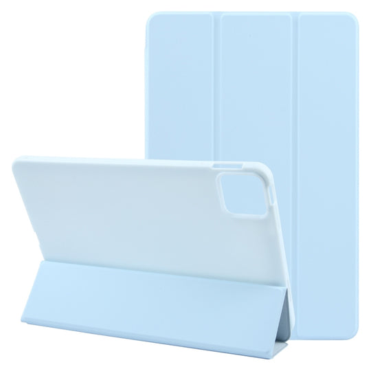 For Xiaomi Pad 7 / Pad 7 Pro Three-fold Holder Flip Tablet Leather Case(Sky Blue)