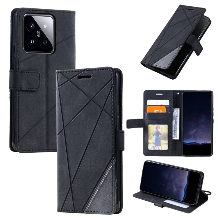 For Xiaomi 14 Skin Feel Splicing Leather Phone Case(Black) - Xiaomi Cases by buy2fix | Online Shopping UK | buy2fix