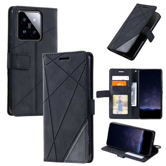 For Xiaomi 14 Skin Feel Splicing Leather Phone Case(Black) - Xiaomi Cases by buy2fix | Online Shopping UK | buy2fix