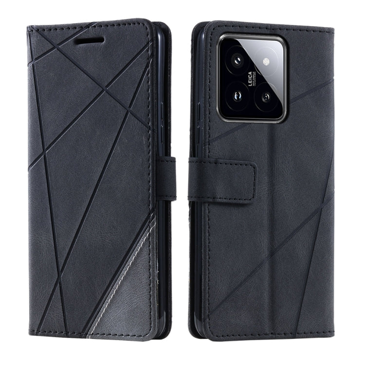 For Xiaomi 14 Skin Feel Splicing Leather Phone Case(Black) - Xiaomi Cases by buy2fix | Online Shopping UK | buy2fix