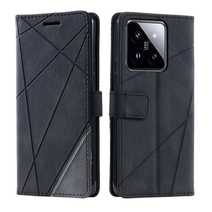 For Xiaomi 14 Skin Feel Splicing Leather Phone Case(Black) - Xiaomi Cases by buy2fix | Online Shopping UK | buy2fix