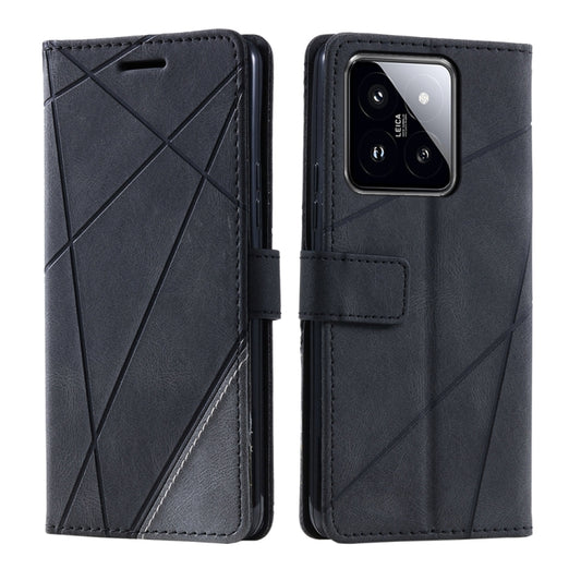 For Xiaomi 14 Skin Feel Splicing Leather Phone Case(Black) - Xiaomi Cases by buy2fix | Online Shopping UK | buy2fix
